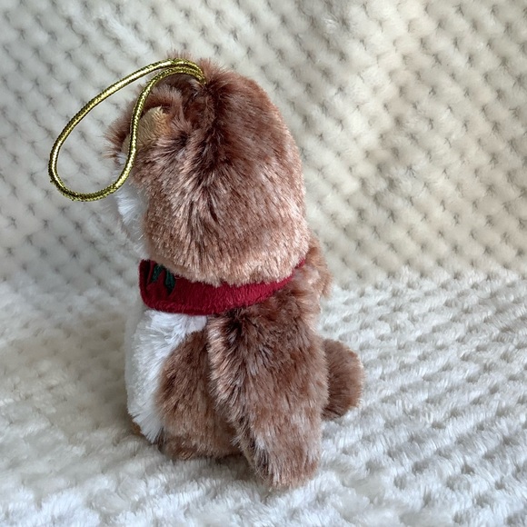 Brown and White Plush Owl with Red Scarf Stuffed Animal - Picture 5 of 8